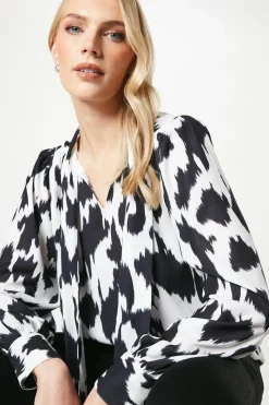 Dalmation Print Pussybow Blouse