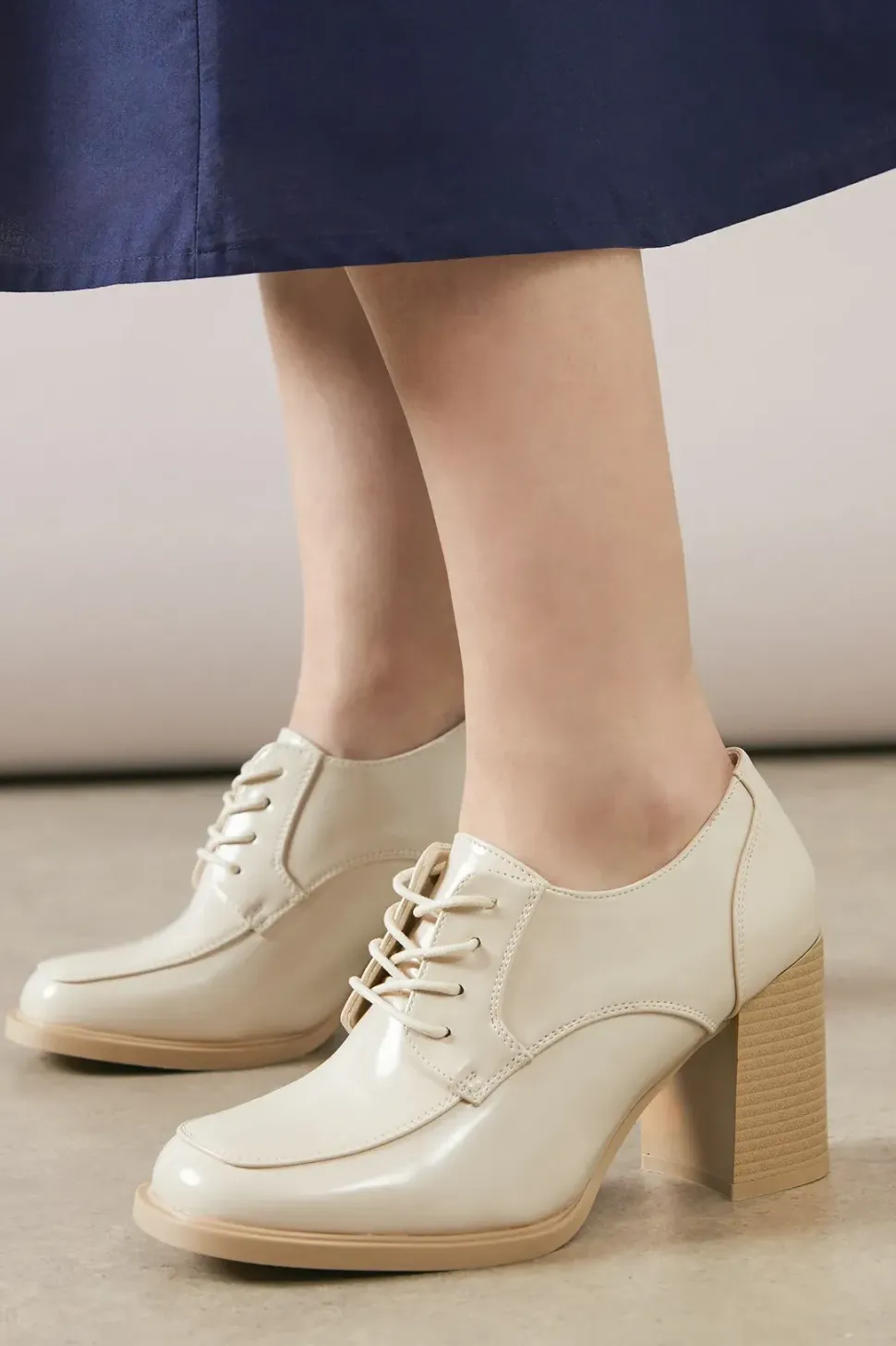 Dante Lace Up High Block Heel Loafers