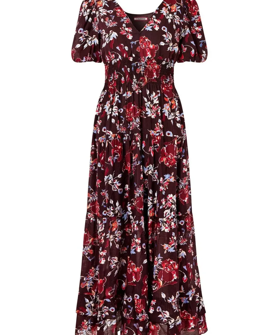Dark Floral Elasticated Maxi Dress