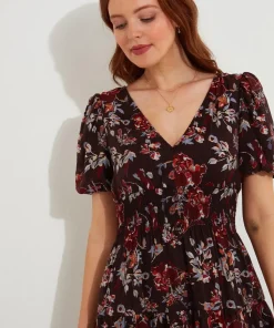 Dark Floral Elasticated Maxi Dress