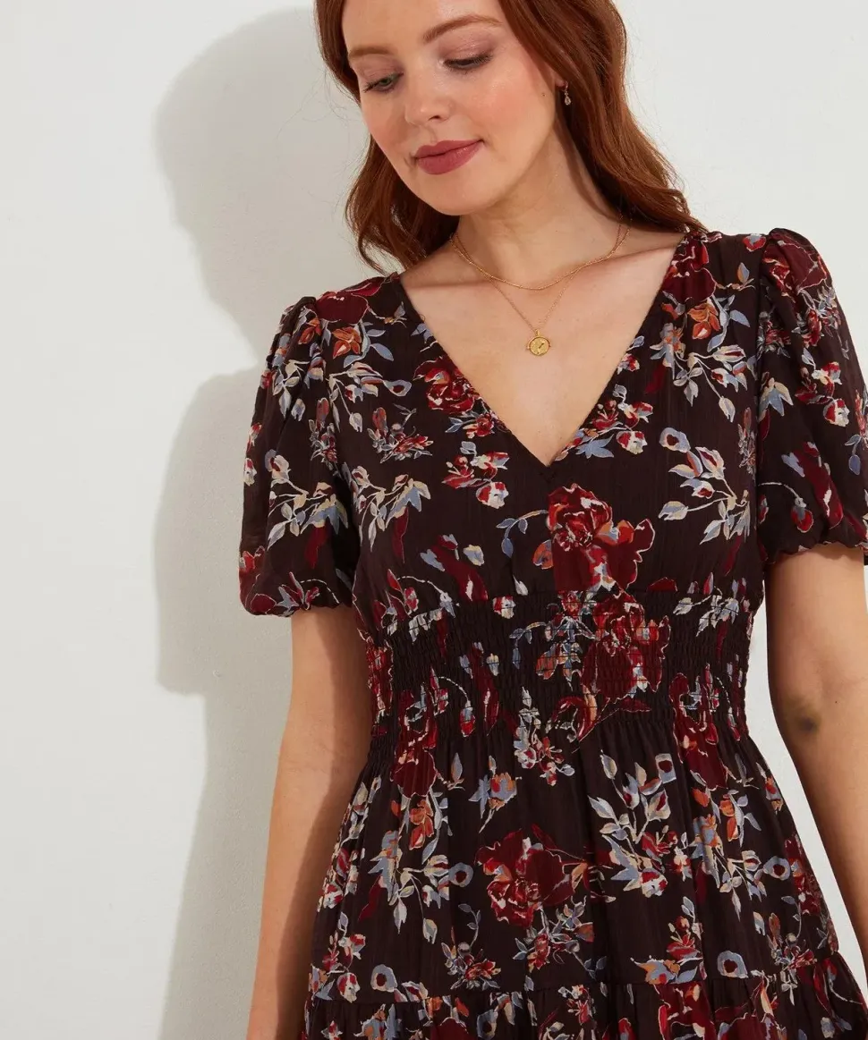 Dark Floral Elasticated Maxi Dress