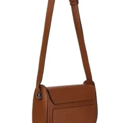 Dark Tan Leather Turn Lock Saddle Bag | BBBXB