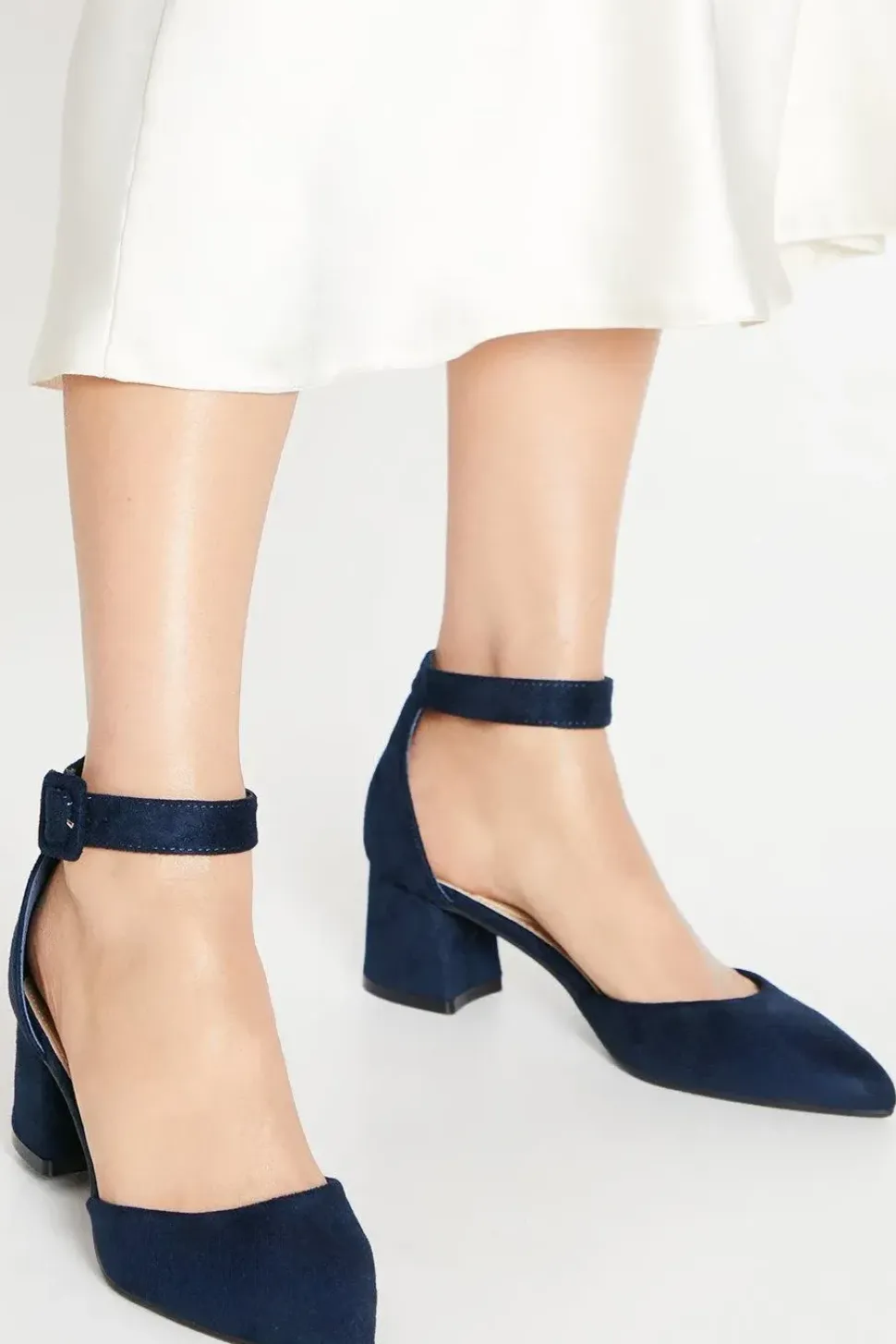 Davis Covered Buckle Two Part Low Heel Court Shoes