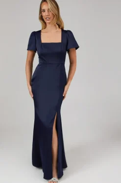 Debut London by Coast Angel Sleeve Square Neckline Satin Bridesmaids Maxi Dress