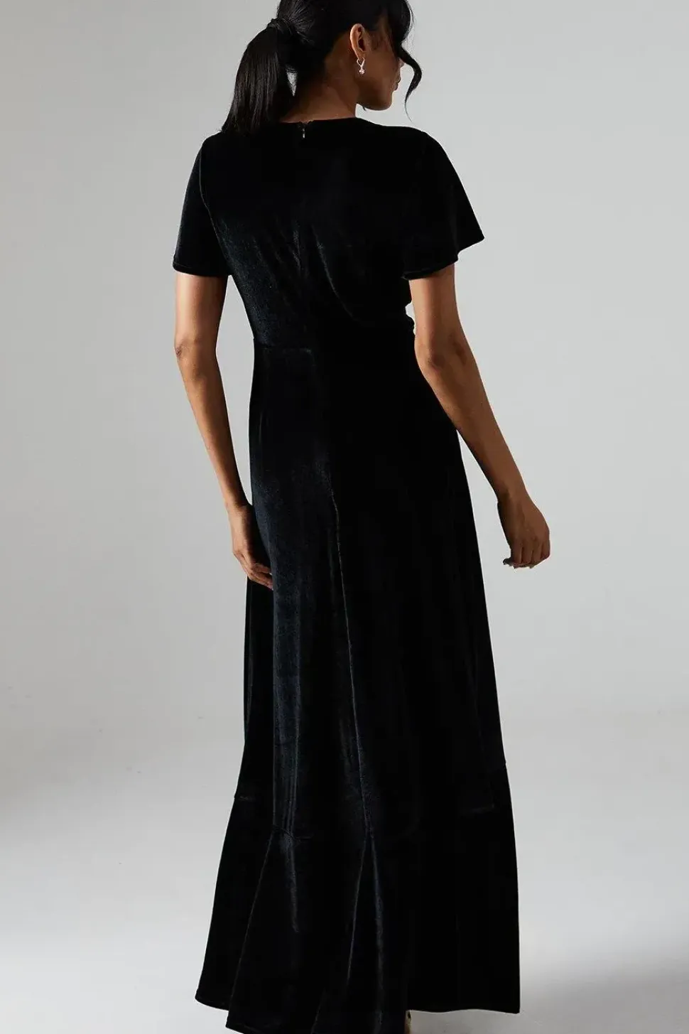 Debut London by Coast Angel Sleeve Waterfall Detail Velvet Bridesmaids Dress