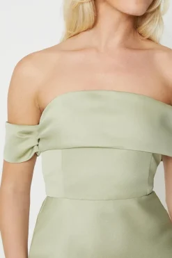 Debut London by Coast Asymmetrical Bardot Satin Bridesmaid Dress
