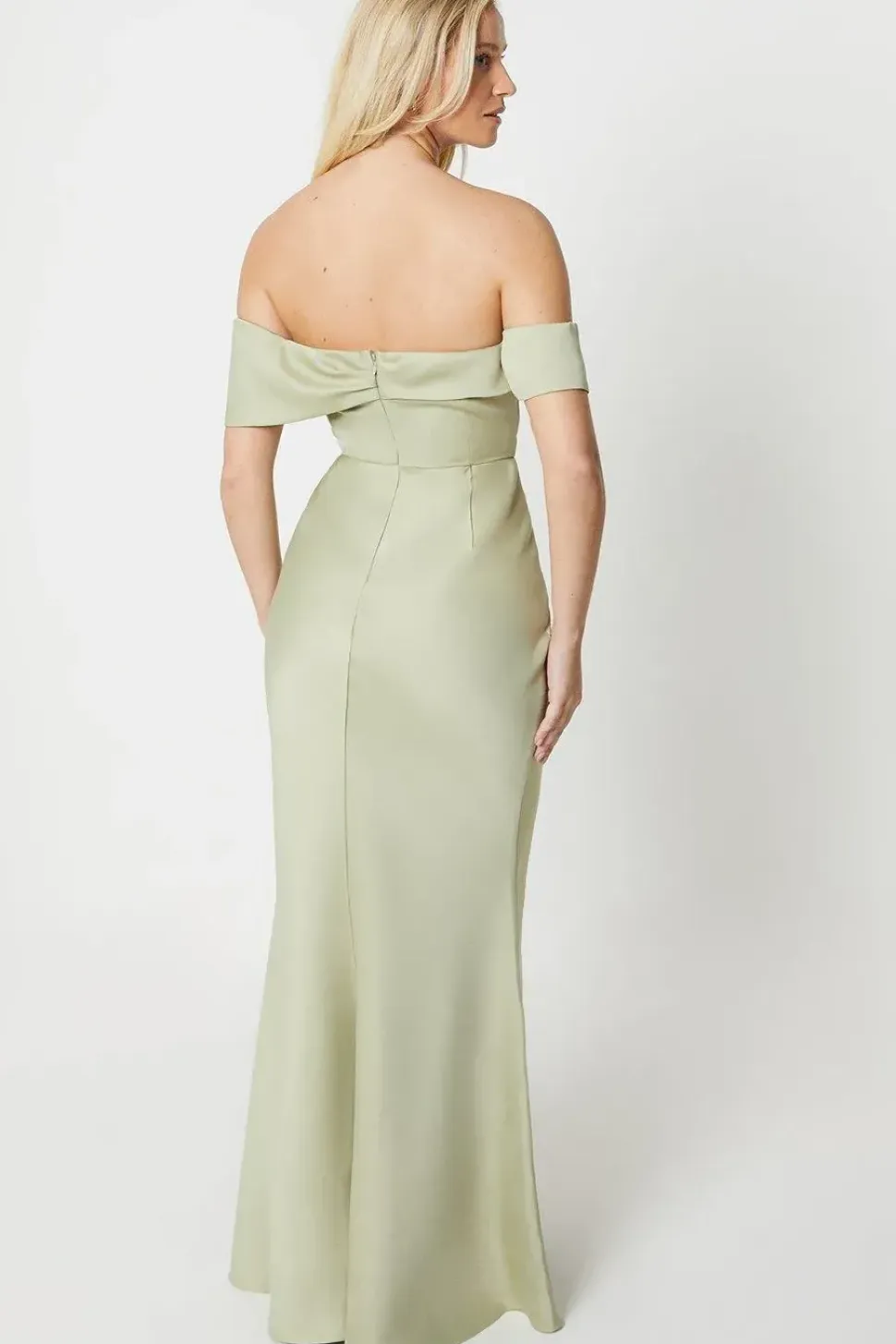 Debut London by Coast Asymmetrical Bardot Satin Bridesmaid Dress