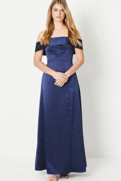 Debut London by Coast Bardot Satin Diamante Prom Dress