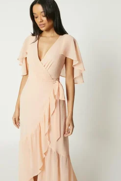 Debut London by Coast Cape Sleeve Ruffle Hem Bridesmaids Dress