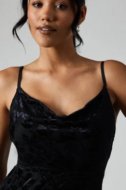 Debut London By Coast Devore Cowl Neck Midi Dress