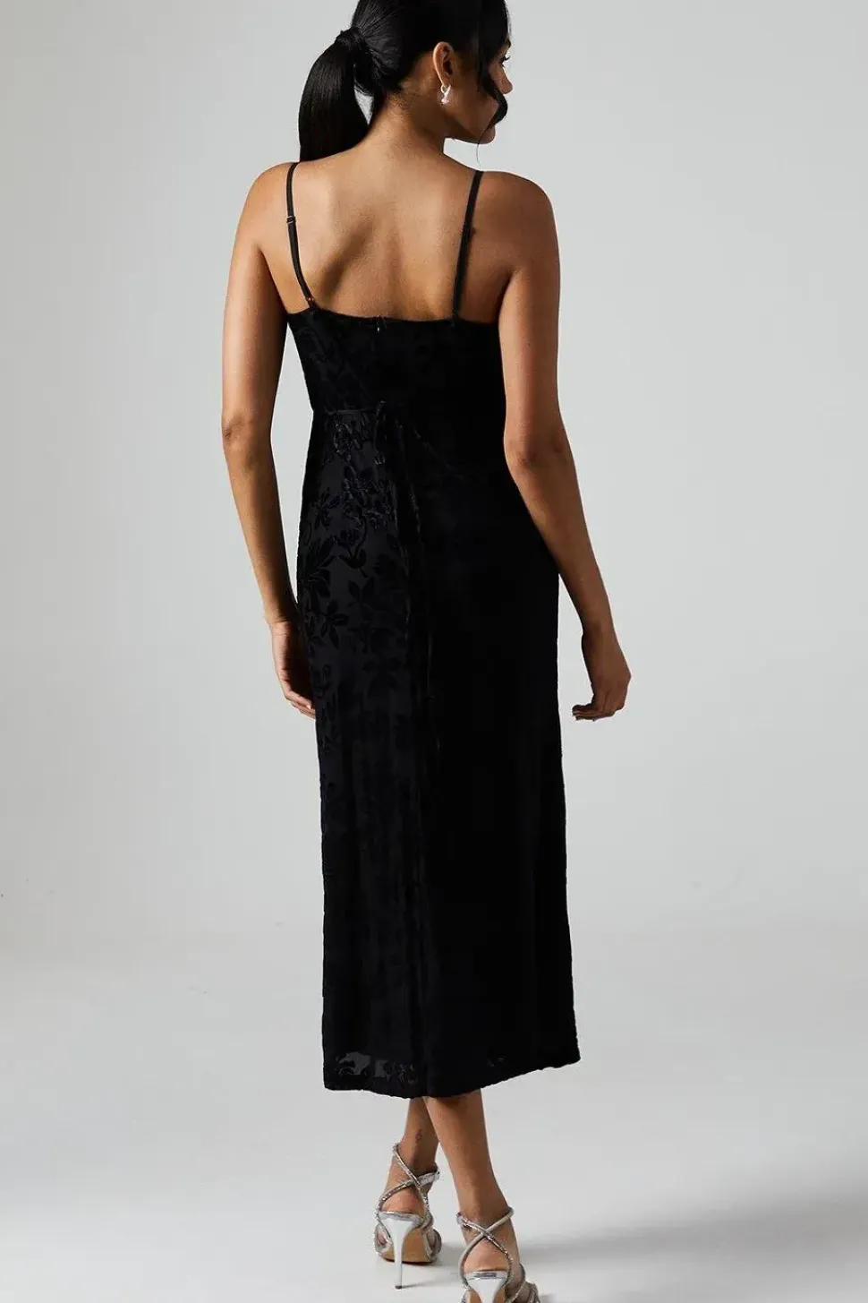 Debut London By Coast Devore Cowl Neck Midi Dress