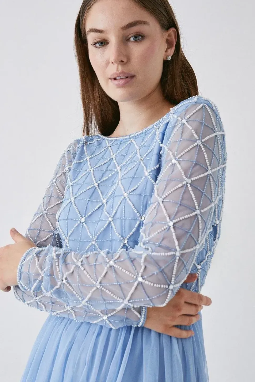Debut London by Coast Diamond Embellished Mesh Skirt Bridesmaids Dress