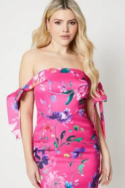Debut London by Coast Draped Tie Shoulder Bardot Pencil Dress