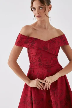 Debut London by Coast Floral Jacquard Bardot Crop Top