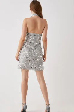 Debut London by Coast Halterneck Embellished Mini Dress