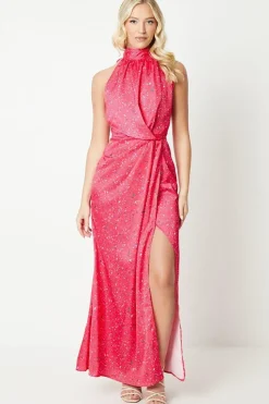 Debut London by Coast Halterneck Satin Midi Dress