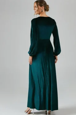 Debut London by Coast Long Sleeve Wrap Velvet Bridesmaids Dress