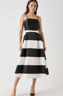 Debut London by Coast Mono Stripe Twill Aline Dress