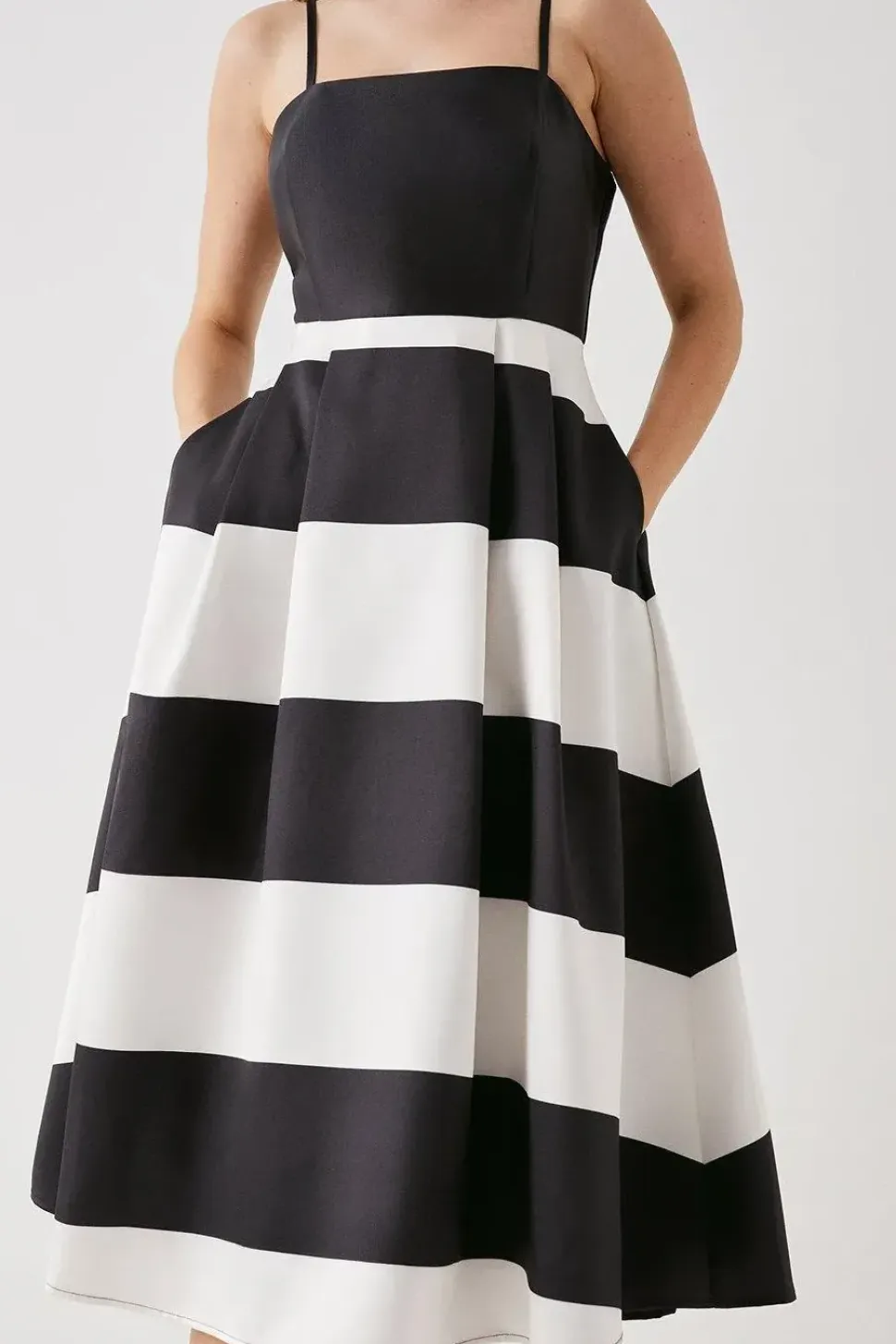 Debut London by Coast Mono Stripe Twill Aline Dress