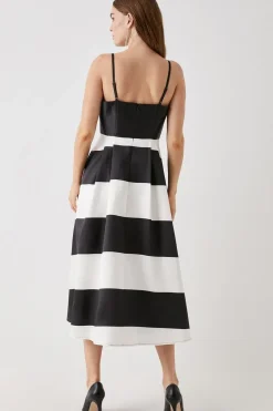 Debut London by Coast Mono Stripe Twill Aline Dress