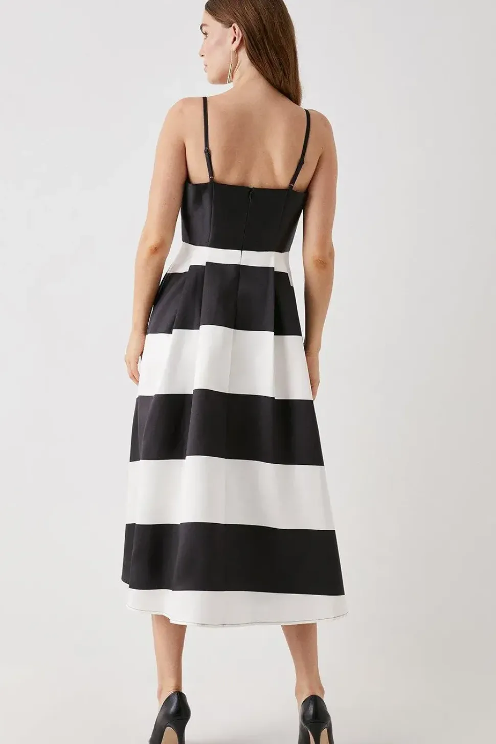 Debut London by Coast Mono Stripe Twill Aline Dress