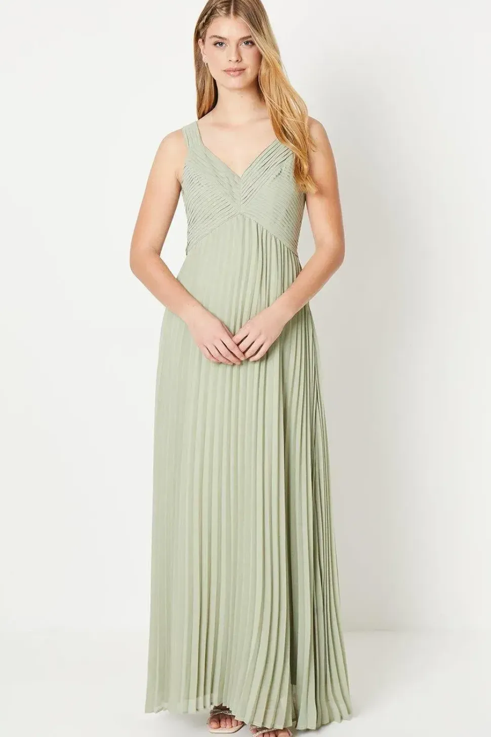 Debut London by Coast Pleated Bodice Georgette Bridesmaids Dress