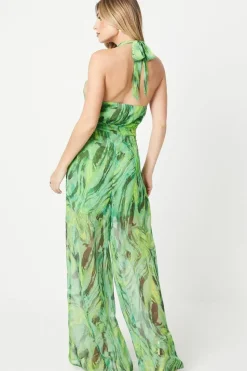 Debut London by Coast Printed Cowl Front Halter Jumpsuit