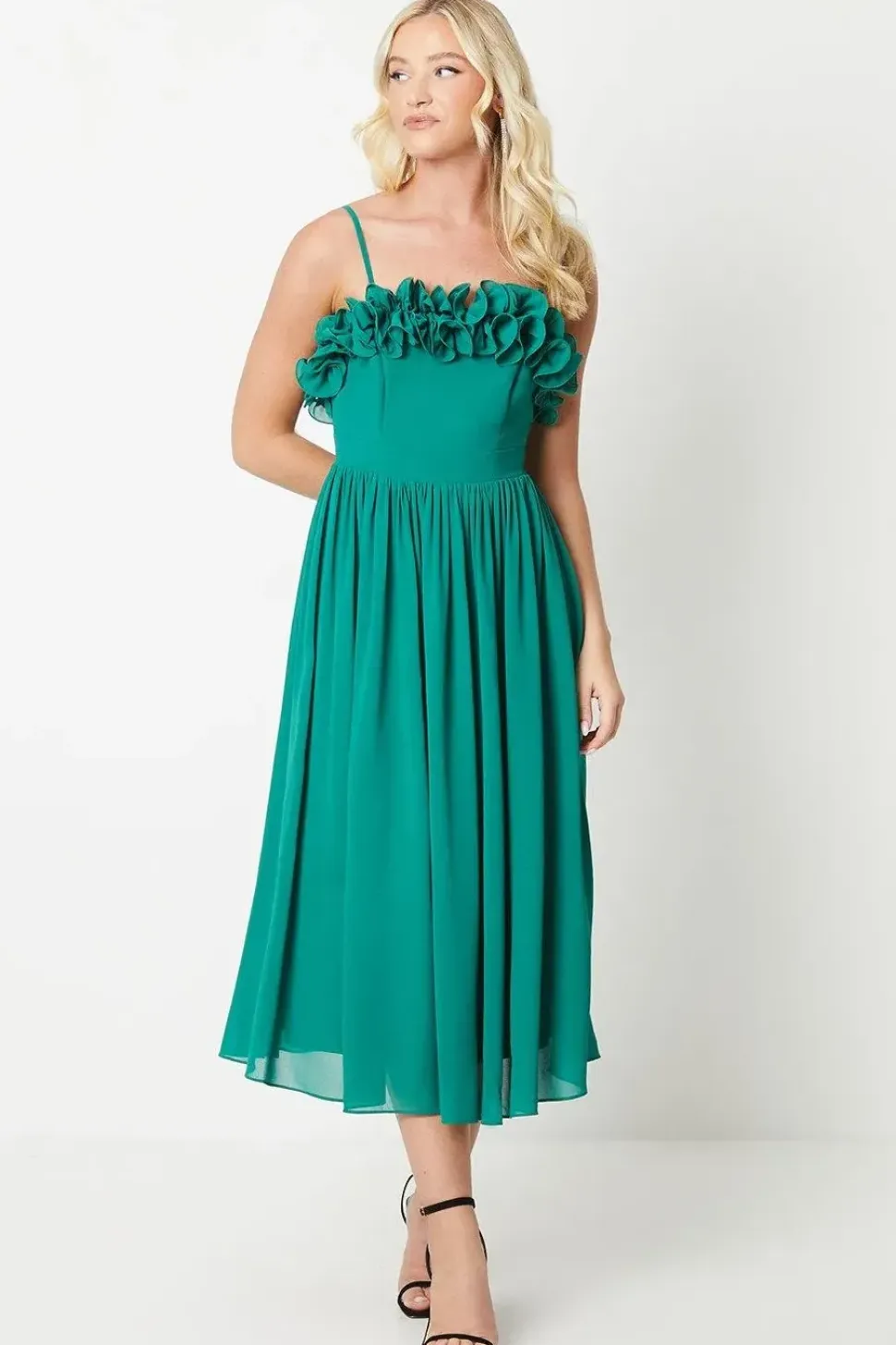 Debut London by Coast Ruffle Detail Midi Dress
