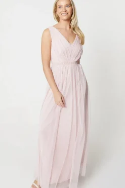 Debut London by Coast Sequin Detail Mesh Bridesmaids Maxi Dress