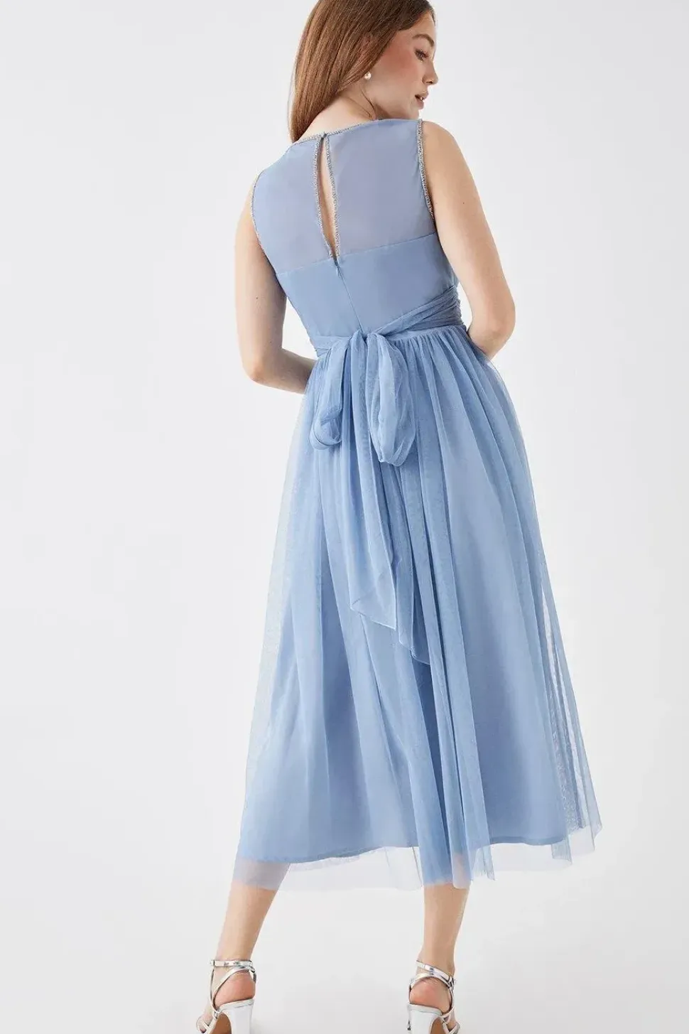 Debut London by Coast Sequin Top Mesh Midi Dress