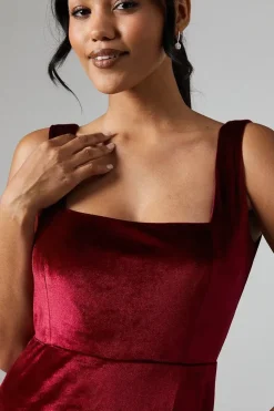 Debut London by Coast Square Neck Velvet Bridesmaids Maxi Dress