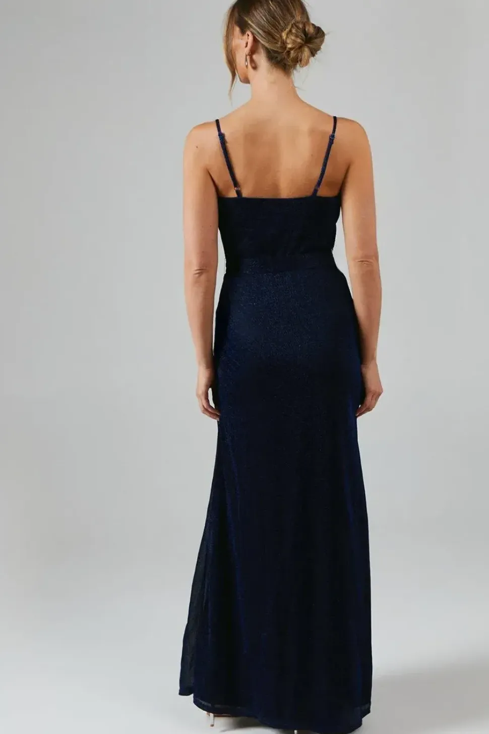 Debut London by Coast Wrap Front Glitter Jersey Bridesmaids Dress