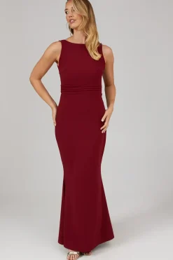 Debut London Pleated Waistband Stretch Crepe Bridesmaids Dress