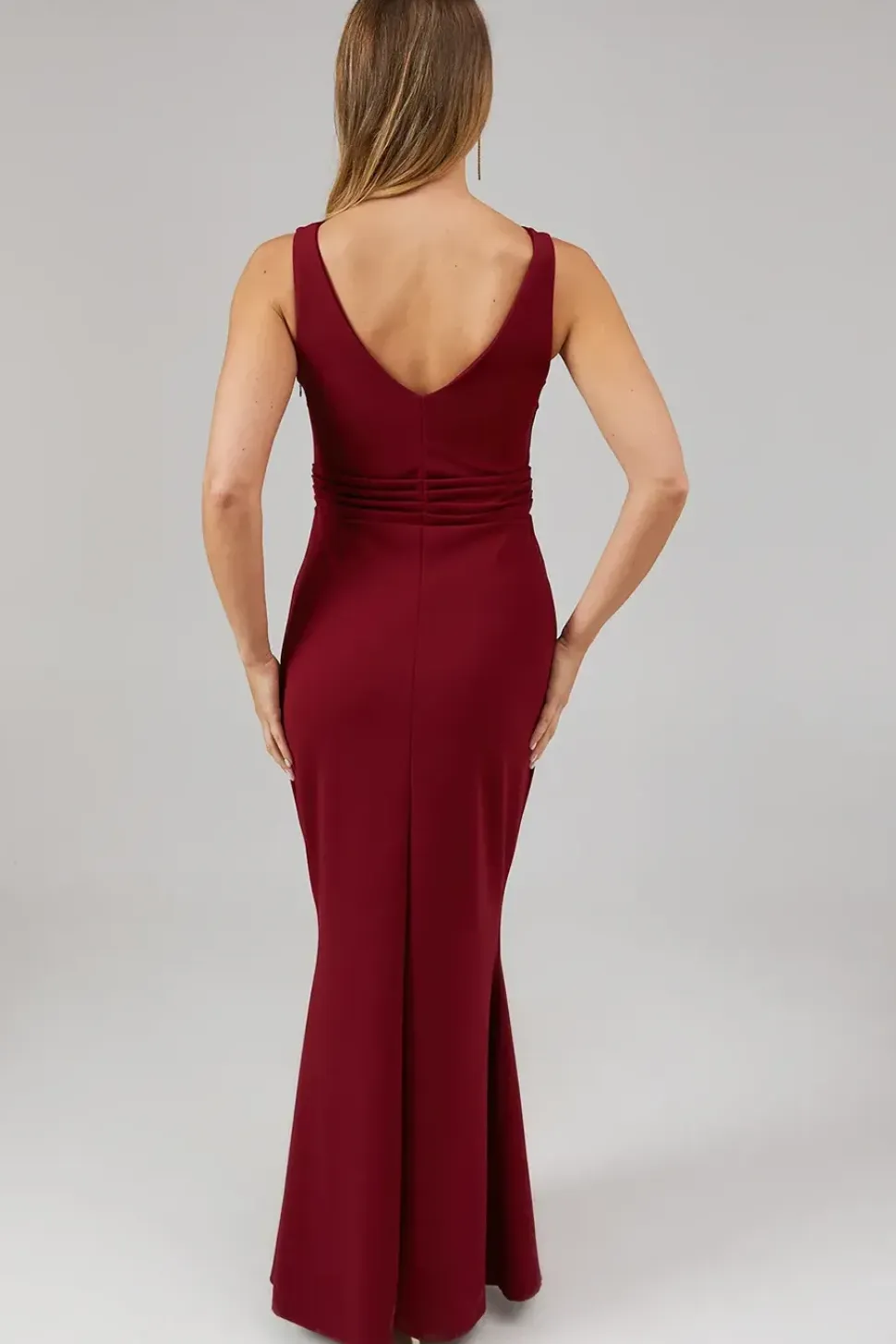 Debut London Pleated Waistband Stretch Crepe Bridesmaids Dress