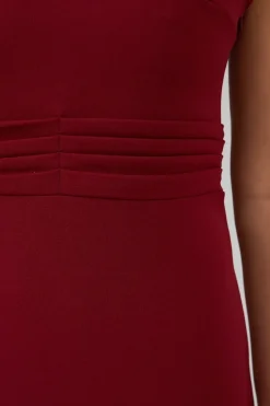 Debut London Pleated Waistband Stretch Crepe Bridesmaids Dress