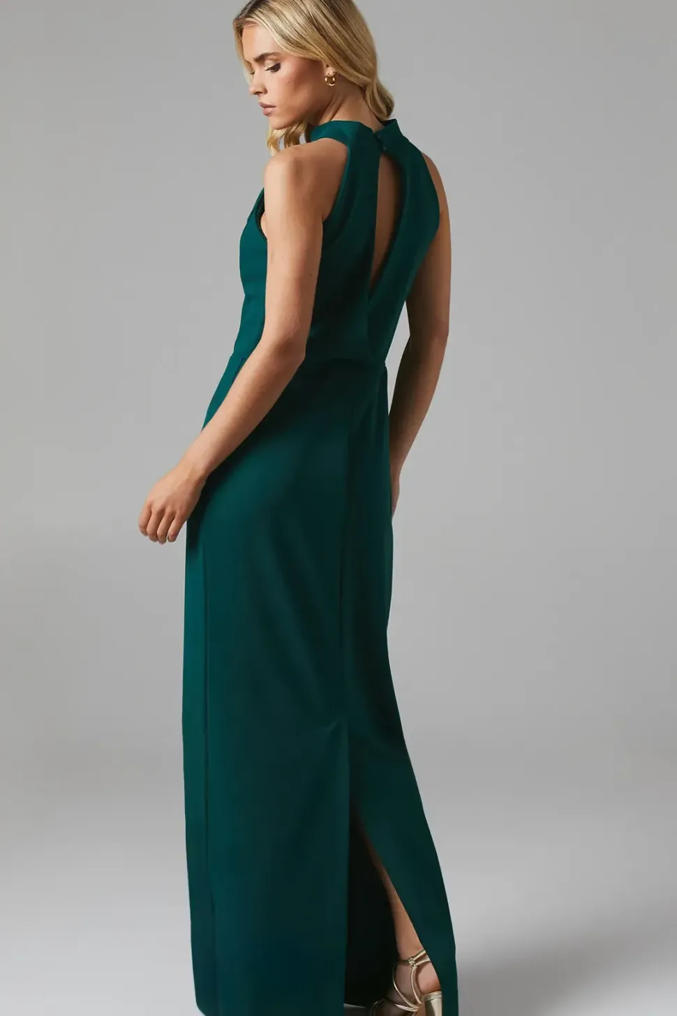 Debut London Twist Back Halter Stretch Crepe Bridesmaids Dress