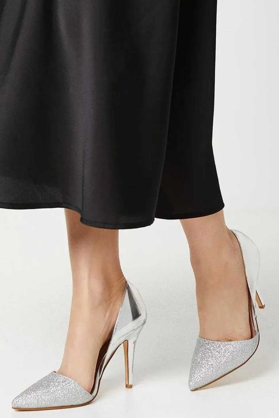 Dejas Glitter Mirror Metallic Court Shoes