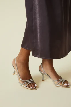 Delfina Diamante Vinyl Slingback Medium Stiletto Heel Sandal
