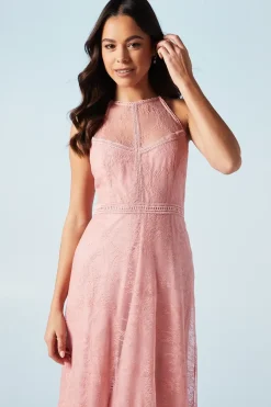 Delicate Lace Apron Neck Maxi Bridesmaids Dress