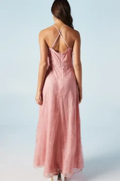 Delicate Lace Apron Neck Maxi Bridesmaids Dress