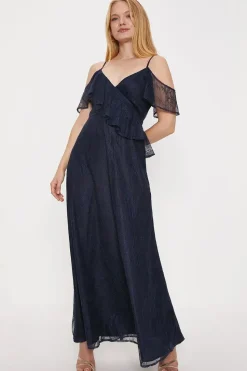 Delicate Lace Cold Shoulder Maxi Dress