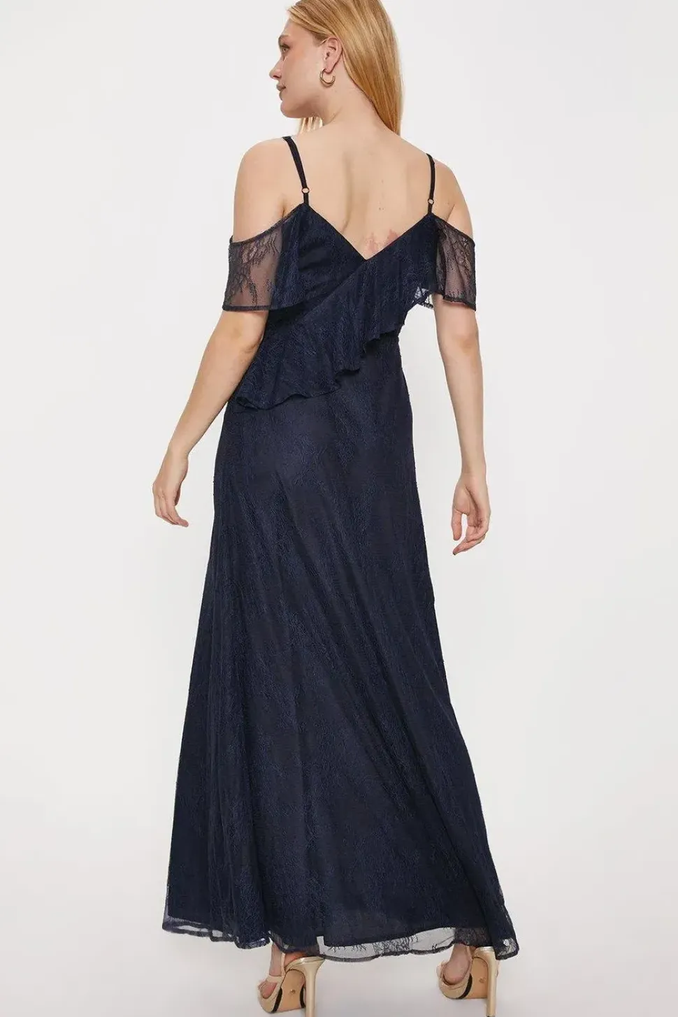 Delicate Lace Cold Shoulder Maxi Dress
