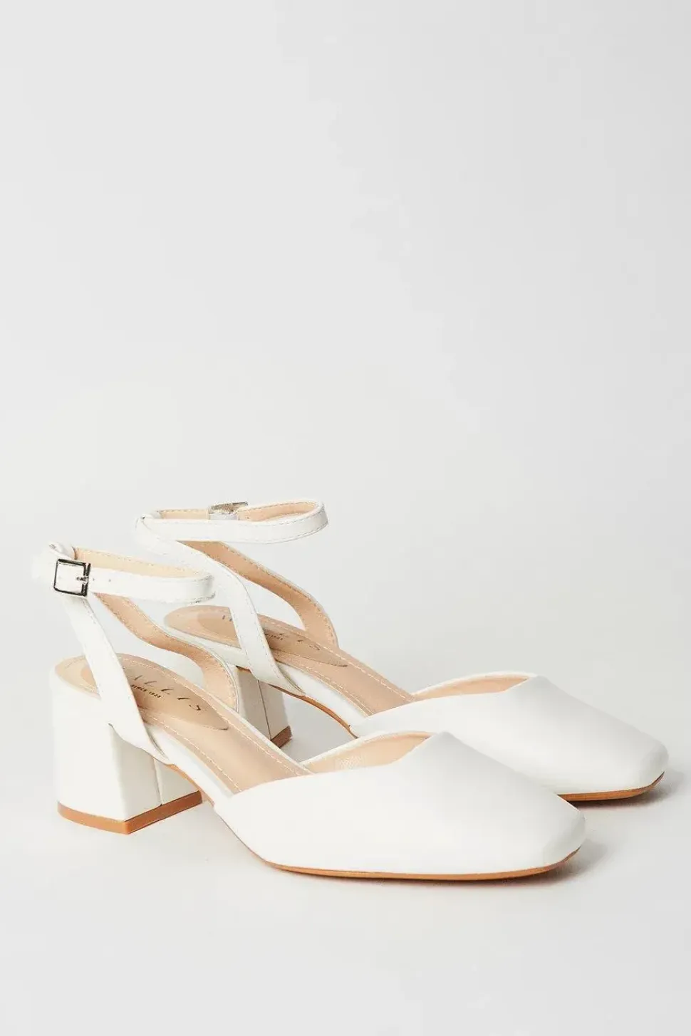 Delira Open Back Square Toe Medium Block Heel Court Shoes