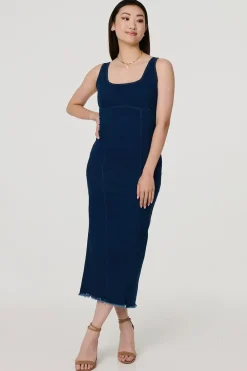 Denim Bodycon Midi Dress