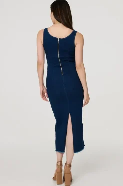 Denim Bodycon Midi Dress