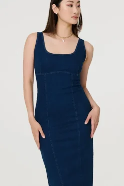 Denim Bodycon Midi Dress
