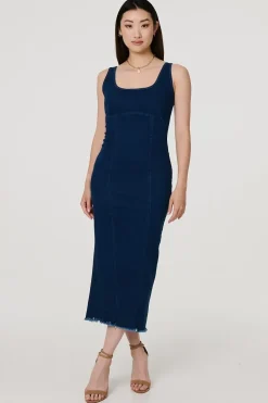 Denim Bodycon Midi Dress