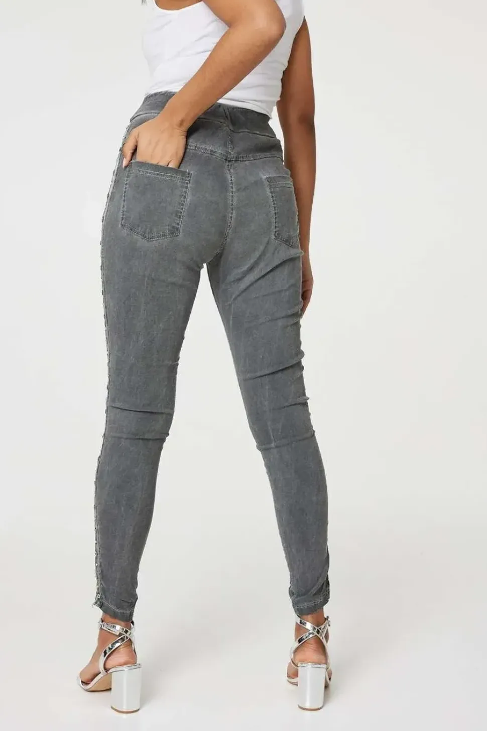 Denim Embellished Side Jeggings