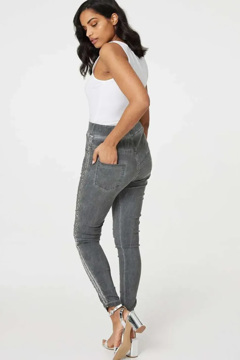 Denim Embellished Side Jeggings