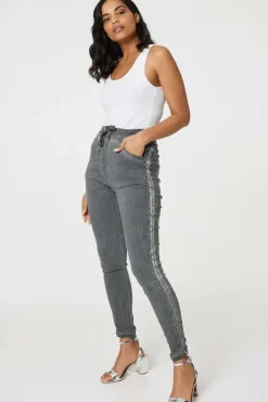 Denim Embellished Side Jeggings